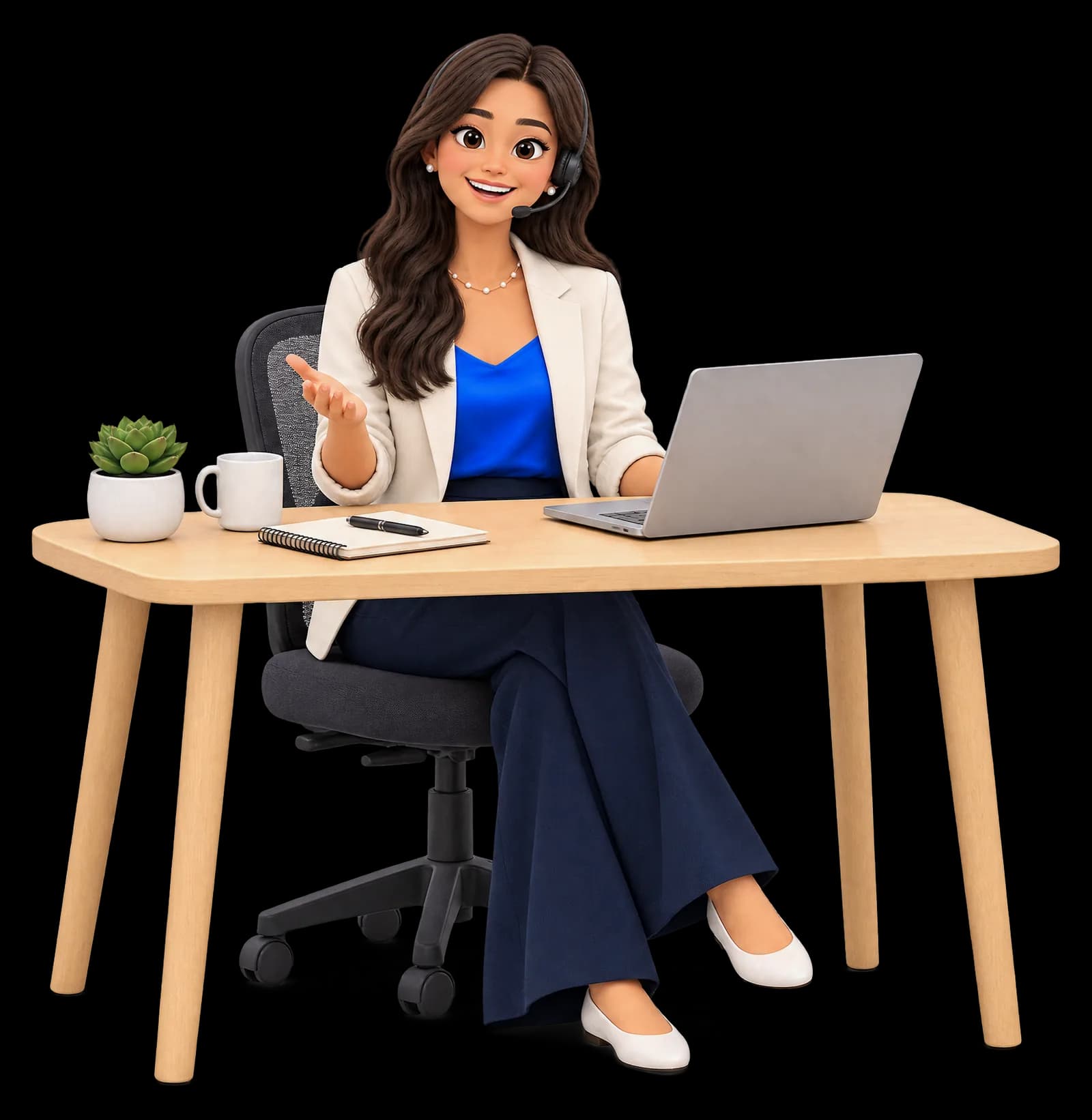 A GTM Executive on a call with a headset, at the desk